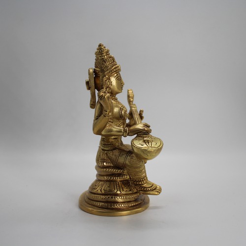 Brass Saraswati ji  Sitting Statue Murti for Pooja Room Home Temple Idol